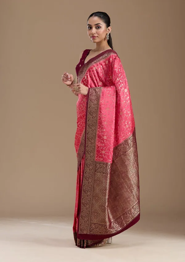 Pink_Zariwork_Gold_Art_Silk_Silk_Saree