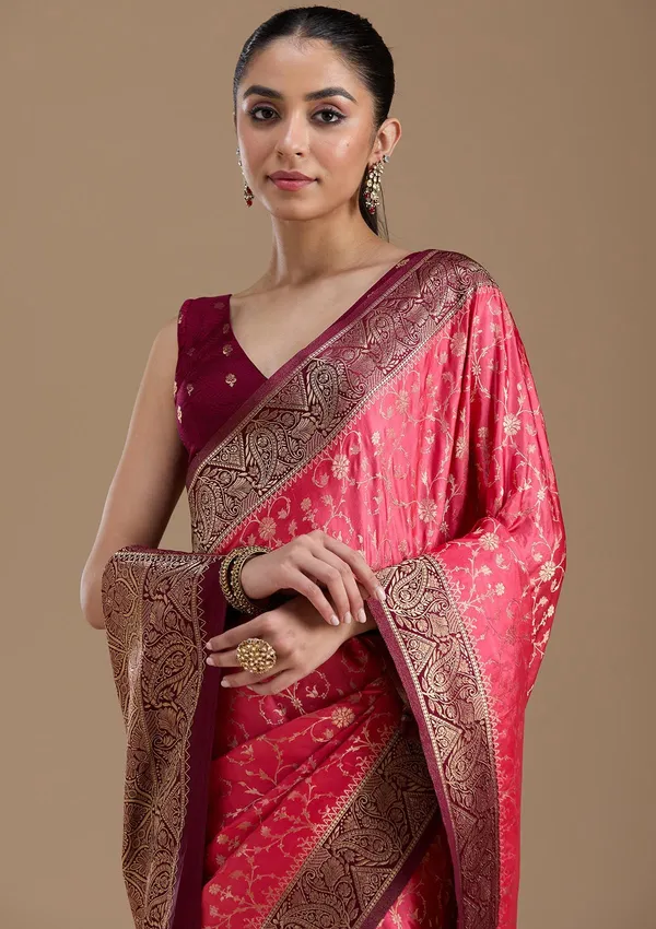 Pink_Zariwork_Gold_Art_Silk_Silk_Saree