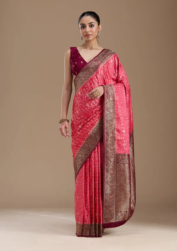 Pink_Zariwork_Gold_Art_Silk_Silk_Saree