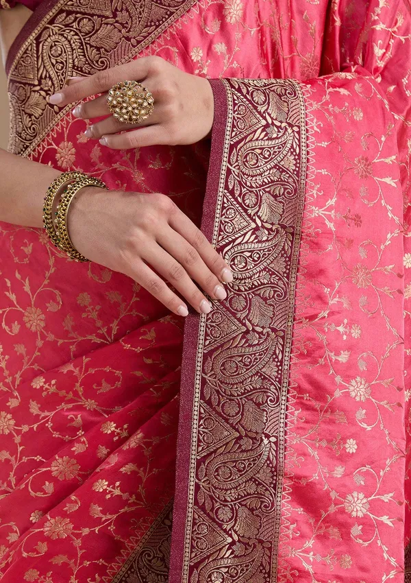 Pink_Zariwork_Gold_Art_Silk_Silk_Saree