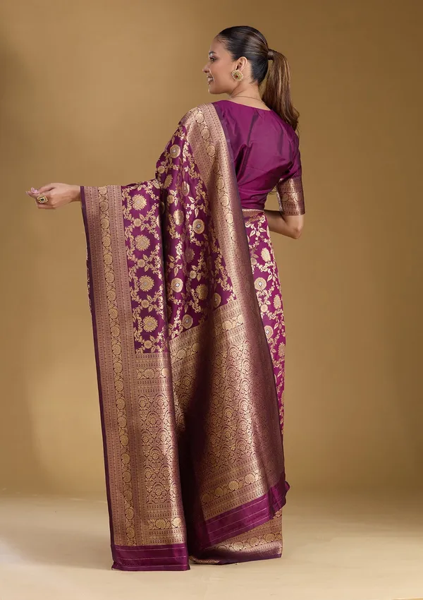Wine_Zariwork_Gold_Art_Silk_Silk_Saree