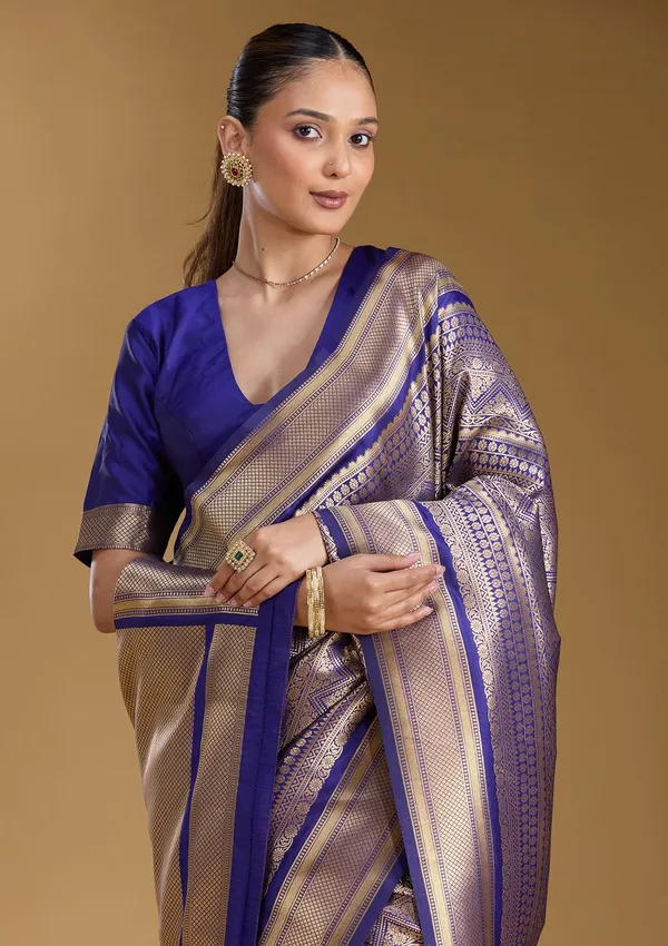 Royal_Blue_Zariwork_Gold_Art_Silk_Silk_Saree