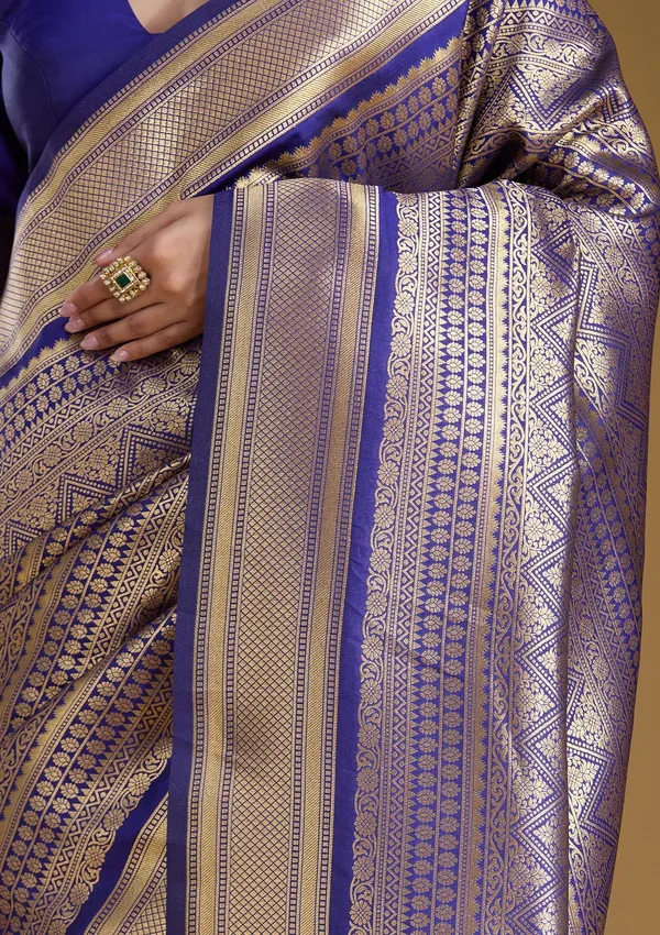 Royal_Blue_Zariwork_Gold_Art_Silk_Silk_Saree