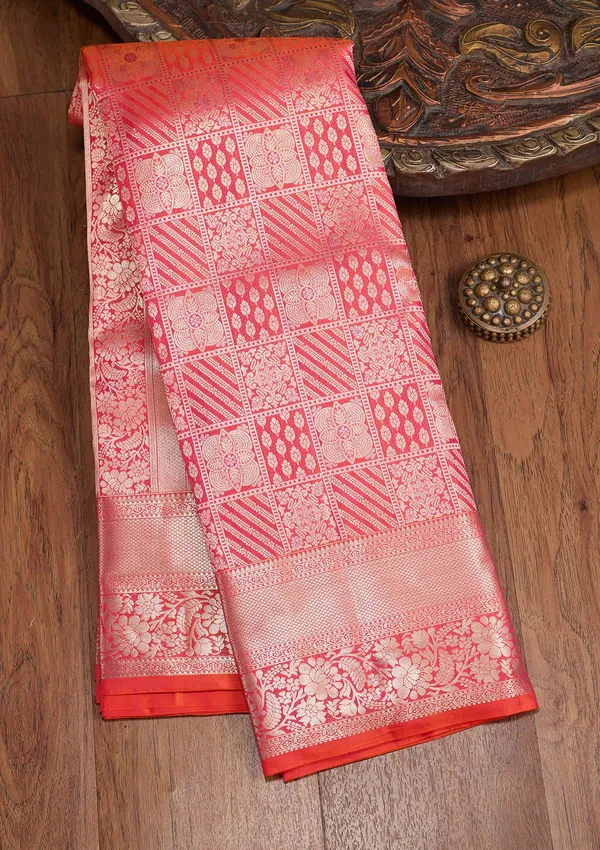 Orange_Zariwork_Gold_Pure_Silk_Silk_Saree