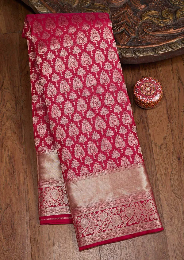 Rani_Pink_Zariwork_Gold_Pure_Silk_Silk_Saree