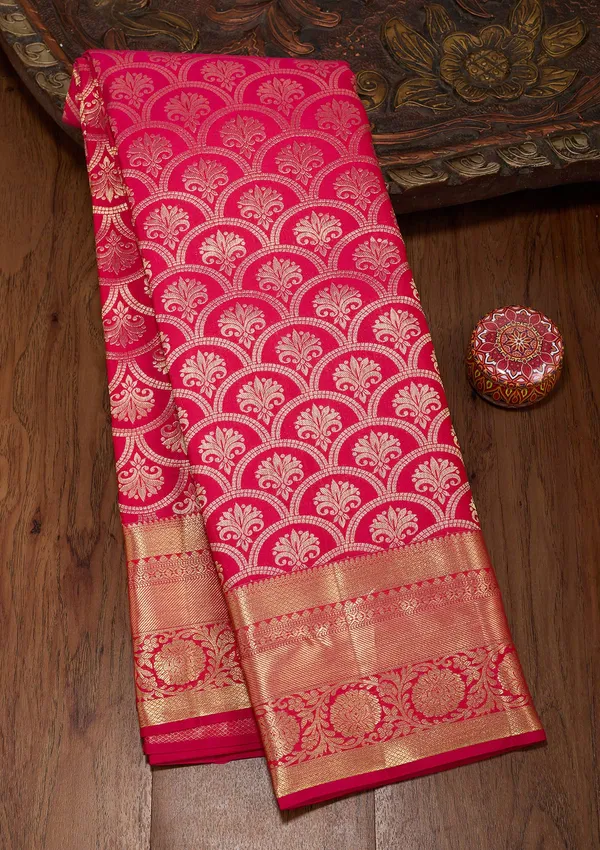 Rani_Pink_Zariwork_Gold_Pure_Silk_Silk_Saree