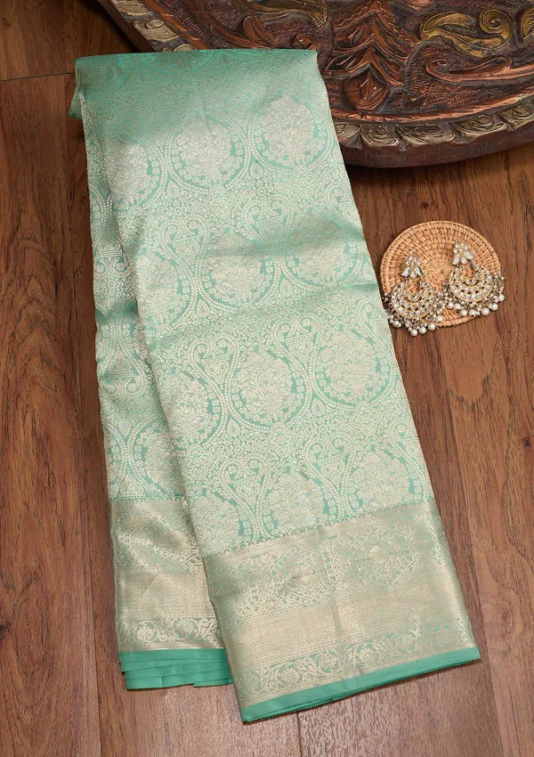 Sea_Green_Zariwork_Silver_Silk_Silk_Saree