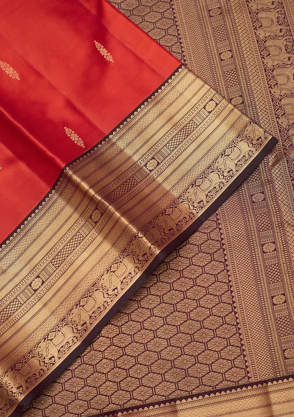 Rust_Zariwork_Gold_Silk_Silk_Saree