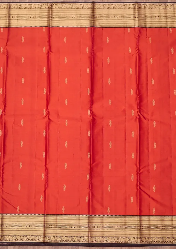 Rust_Zariwork_Gold_Silk_Silk_Saree