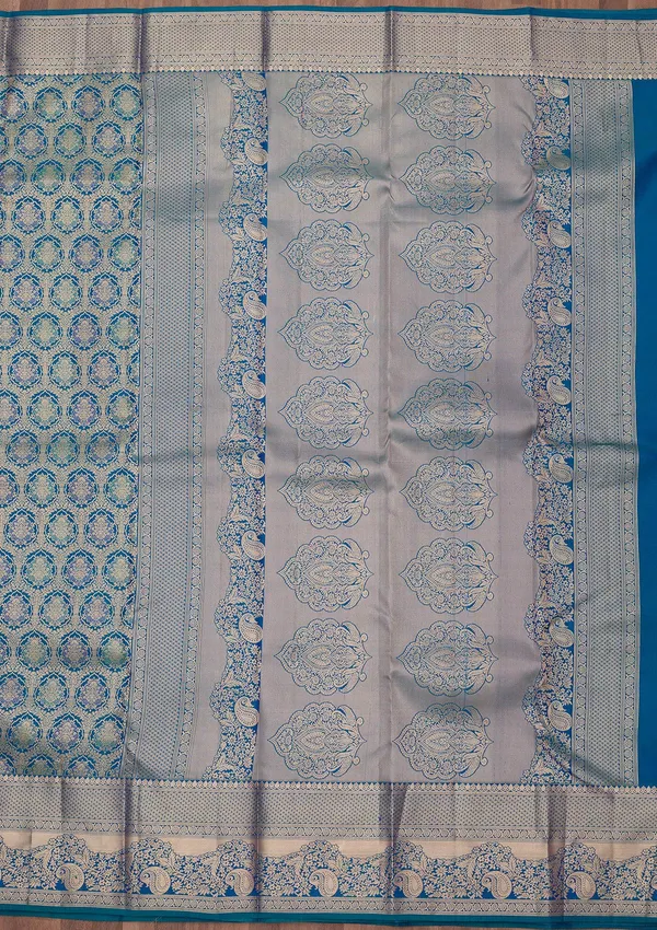 Peacock_Blue_Zariwork_Gold_Silk_Silk_Saree