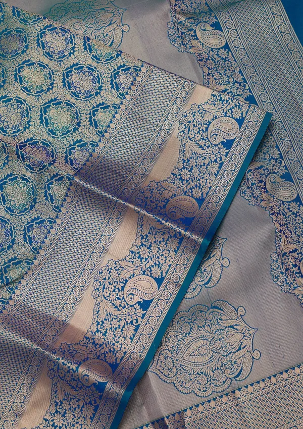 Peacock_Blue_Zariwork_Gold_Silk_Silk_Saree