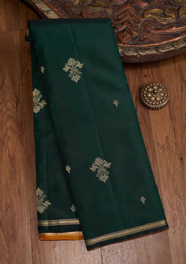 Bottle_Green_Zariwork_Gold_Silk_Silk_Saree