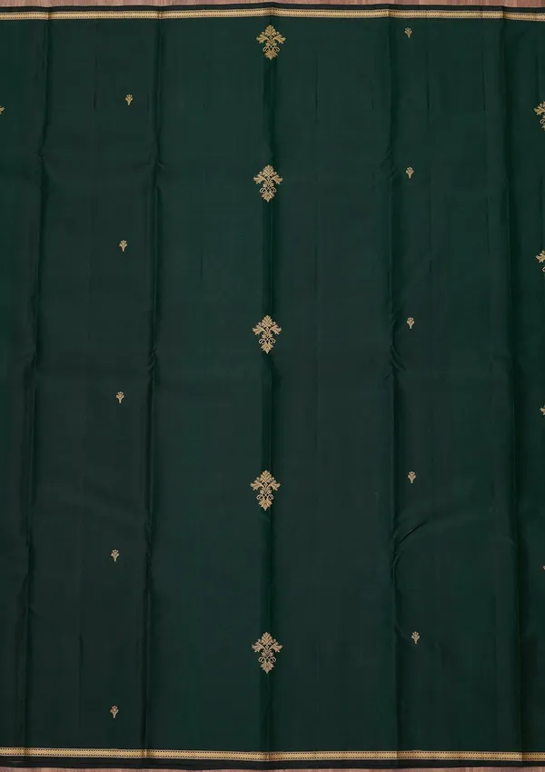 Bottle_Green_Zariwork_Gold_Silk_Silk_Saree
