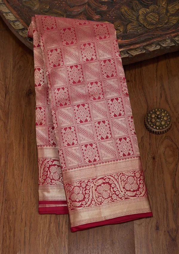 Maroon_Zariwork_Gold_Silk_Silk_Saree