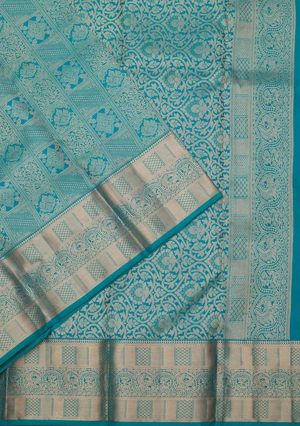 Peacock_Blue_Zariwork_Gold_Silk_Silk_Saree