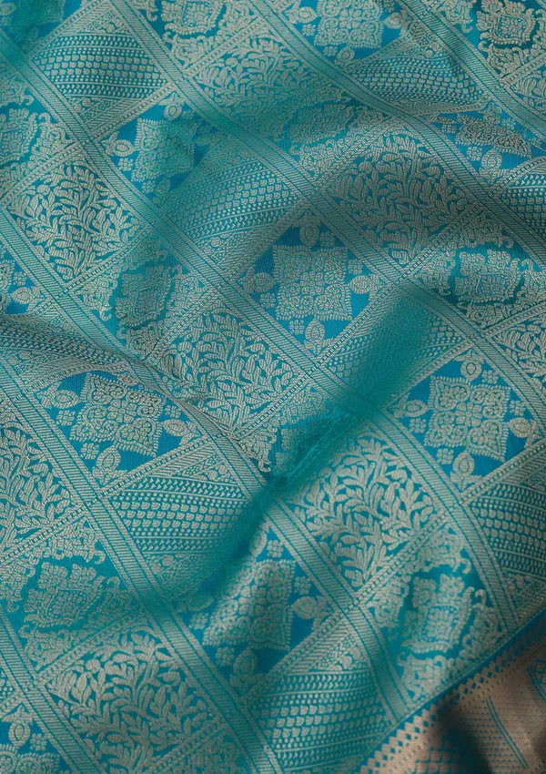 Peacock_Blue_Zariwork_Gold_Silk_Silk_Saree