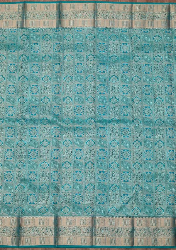Peacock_Blue_Zariwork_Gold_Silk_Silk_Saree