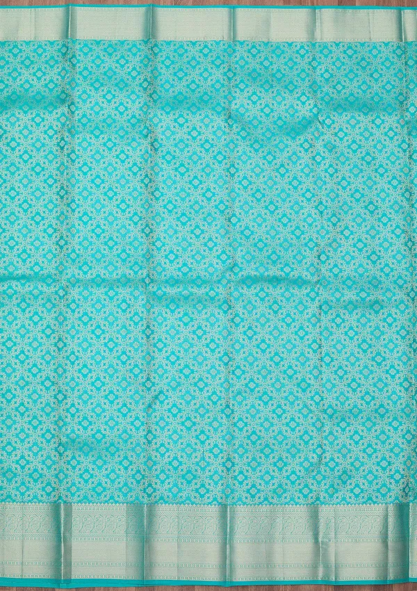 Turquoise_Blue_Zariwork_Silver_Silk_Silk_Saree