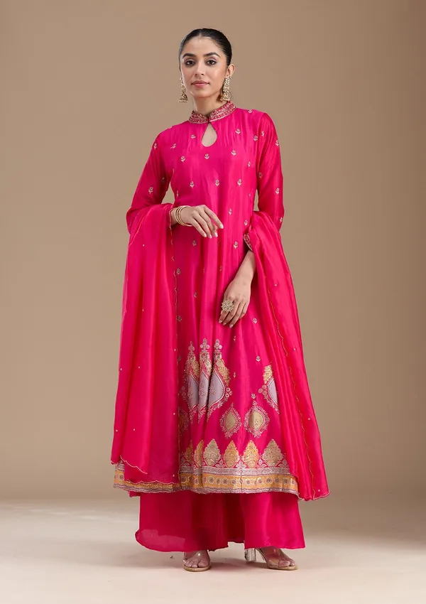 Rani_Pink_No_Work_Plain_Satin_Readymade_Salwar_Suit
