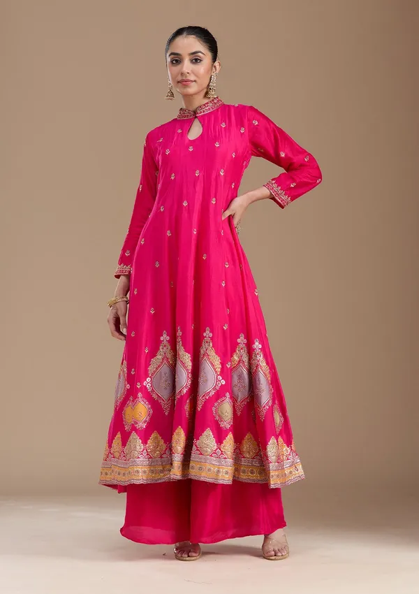 Rani_Pink_No_Work_Plain_Satin_Readymade_Salwar_Suit