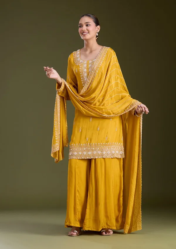 Mustard_Yellow_Sequins_Soft_Raw_Silk_Readymade_Salwar_Suit