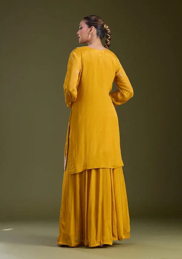 Mustard_Yellow_Sequins_Soft_Raw_Silk_Readymade_Salwar_Suit