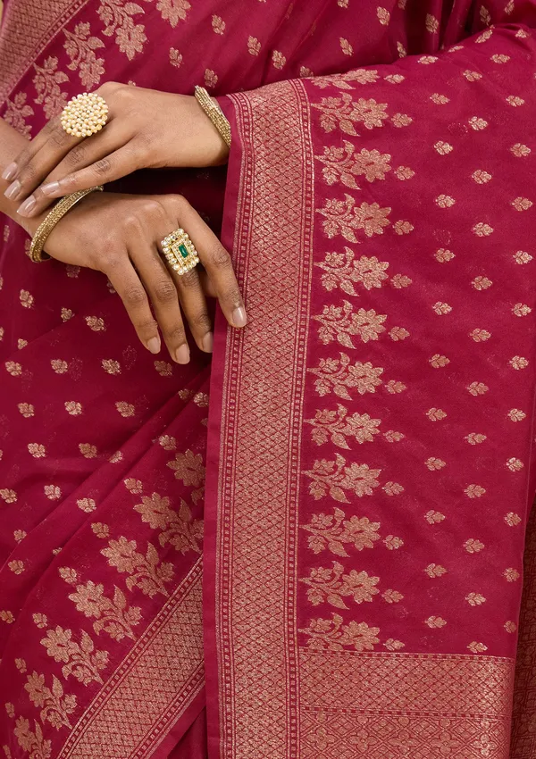 Wine_Zariwork_Gold_Silk_Silk_Saree