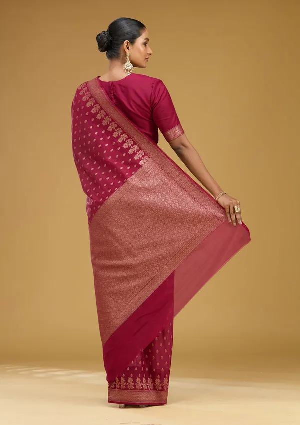 Wine_Zariwork_Gold_Silk_Silk_Saree