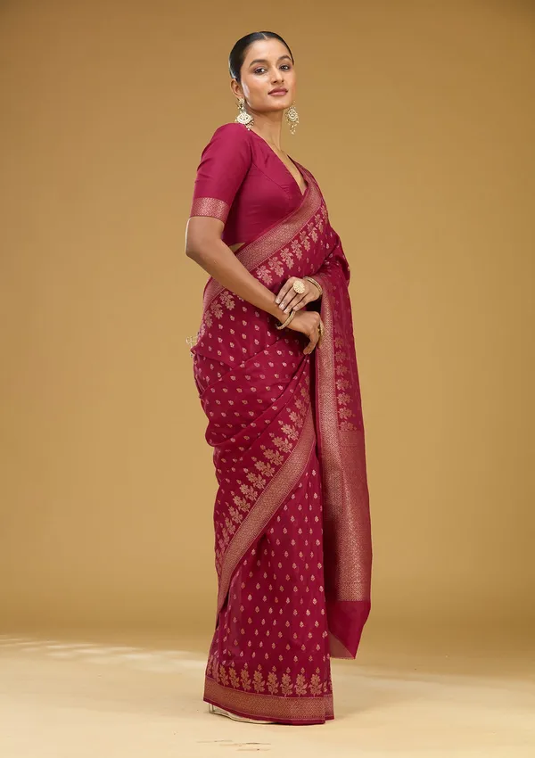 Wine_Zariwork_Gold_Silk_Silk_Saree