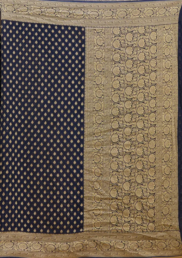 Navy_Blue_Zariwork_Georgette_Silk_Saree