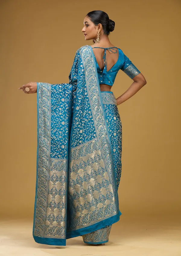 Turquoise_Blue_Zariwork_Gold_Art_Silk_Silk_Saree