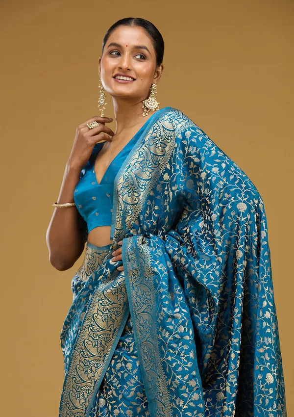 Turquoise_Blue_Zariwork_Gold_Art_Silk_Silk_Saree