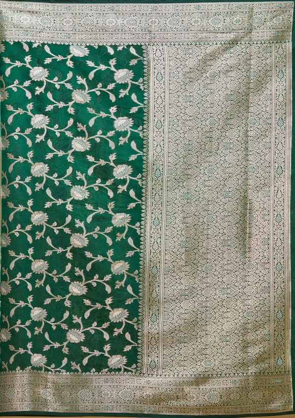 Bottle_Green_Zariwork_Art_Silk_Silk_Saree