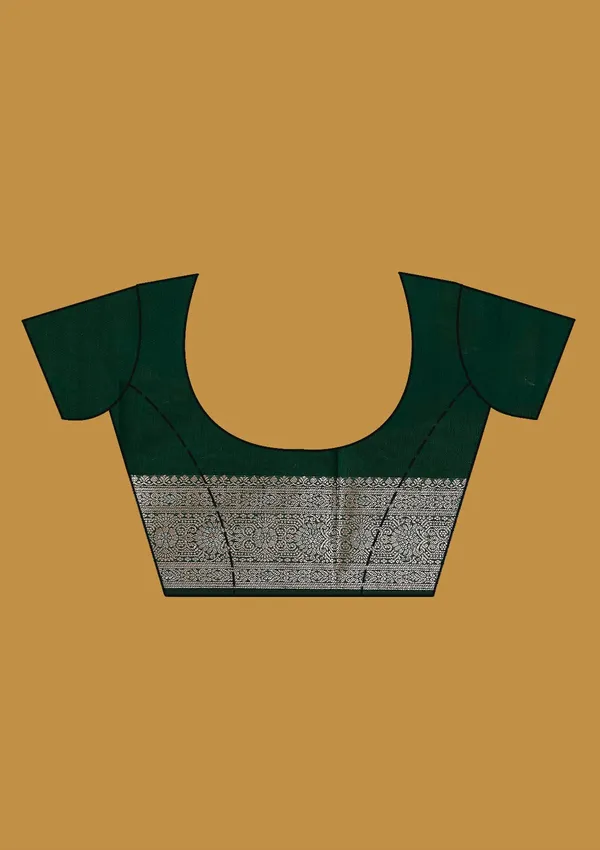 Bottle_Green_Zariwork_Art_Silk_Silk_Saree