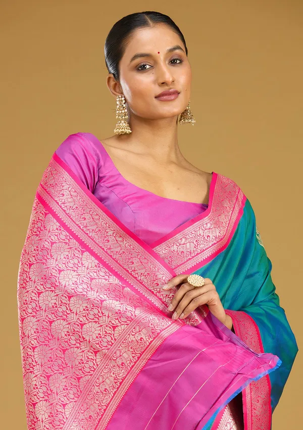 Peacock_Blue_Zariwork_Gold_Silk_Silk_Saree