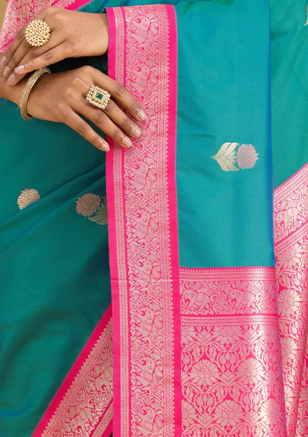 Peacock_Blue_Zariwork_Gold_Silk_Silk_Saree