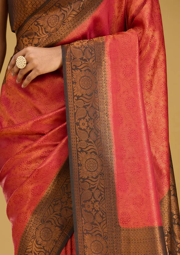 Maroon_Zariwork_Gold_Silk_Silk_Saree