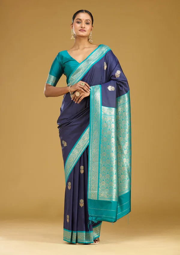 Navy_Blue_Zariwork_Gold_Silk_Silk_Saree