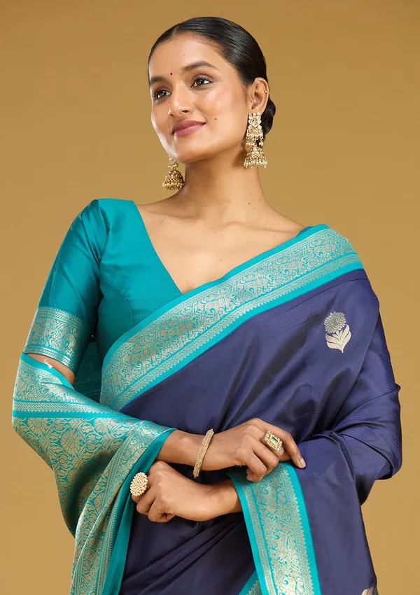 Navy_Blue_Zariwork_Gold_Silk_Silk_Saree