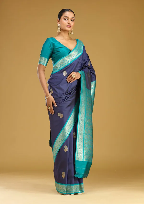 Navy_Blue_Zariwork_Gold_Silk_Silk_Saree