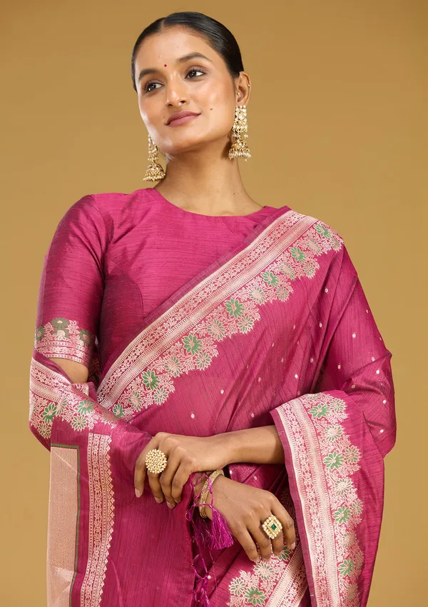 Wine_Zariwork_Gold_Art_Silk_Silk_Saree