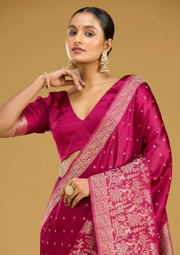 Wine_Zariwork_Gold_Semi_Crepe_Silk_Saree