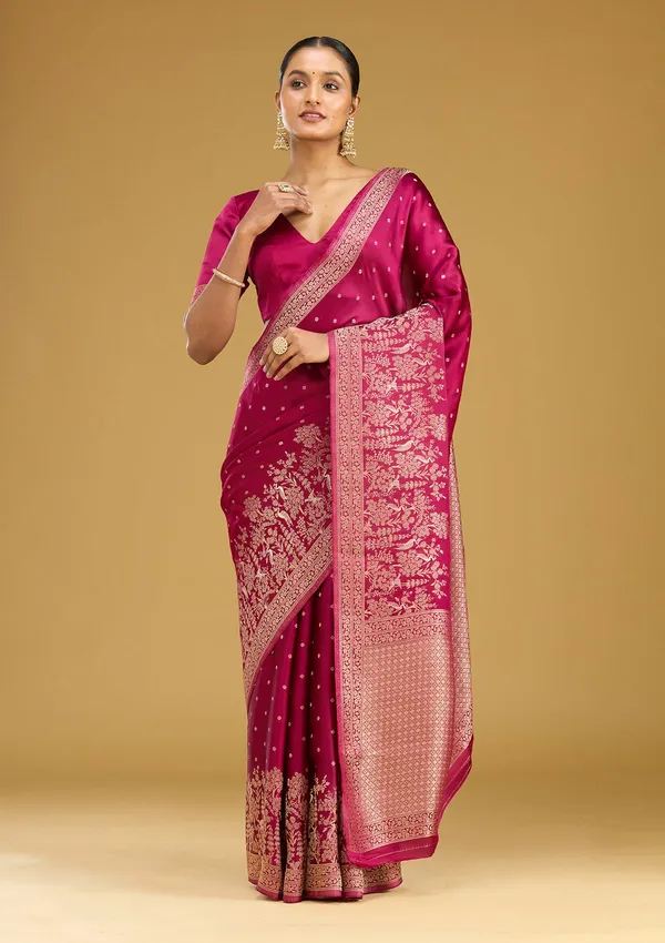 Wine_Zariwork_Gold_Semi_Crepe_Silk_Saree