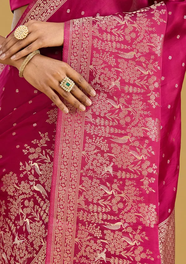 Wine_Zariwork_Gold_Semi_Crepe_Silk_Saree