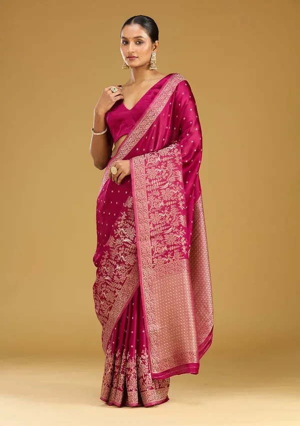 Wine_Zariwork_Gold_Semi_Crepe_Silk_Saree