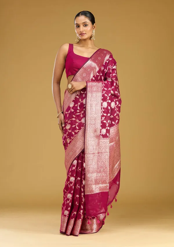 Wine_Zariwork_Art_Silk_Silk_Saree