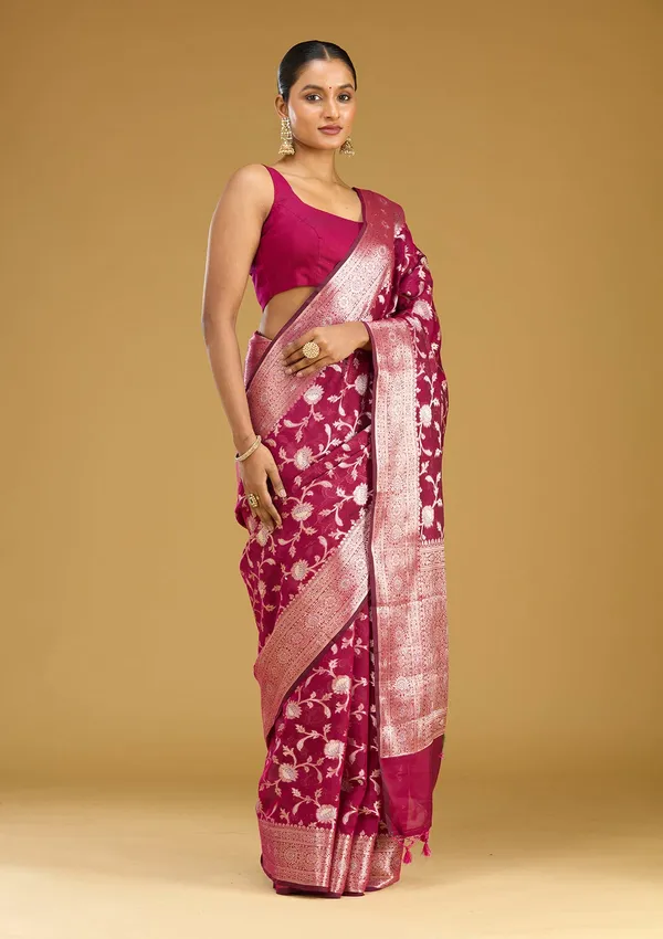 Wine_Zariwork_Art_Silk_Silk_Saree