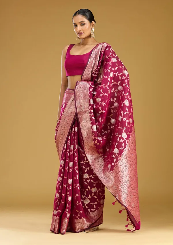 Wine_Zariwork_Art_Silk_Silk_Saree