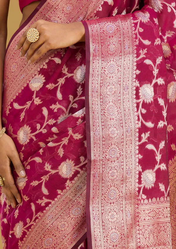 Wine_Zariwork_Art_Silk_Silk_Saree