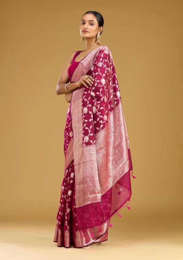 Wine_Zariwork_Art_Silk_Silk_Saree